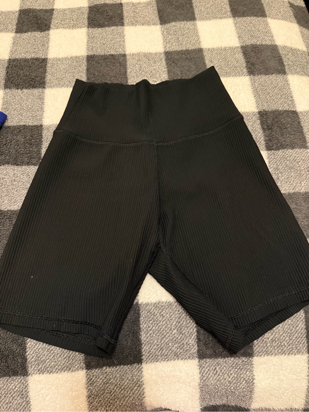 Champion Black Ribbed High-Waist Bike Shorts